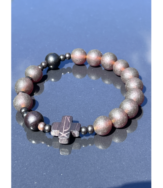 Bransoletka Różaniec z Prasowanego Bursztynu Bałtyckiego