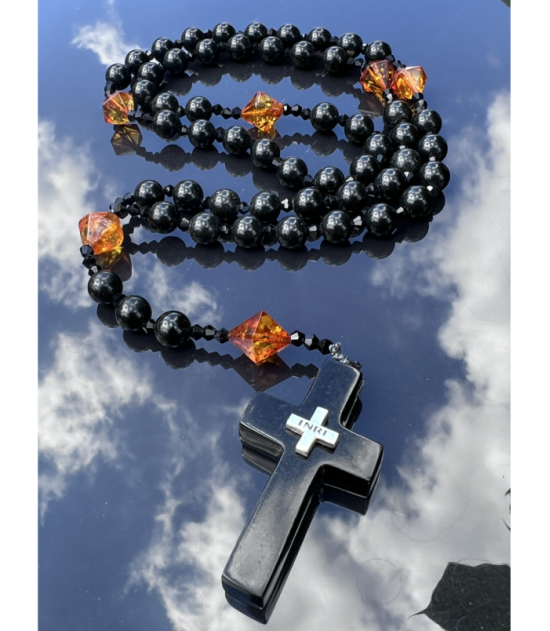 Różaniec black amber