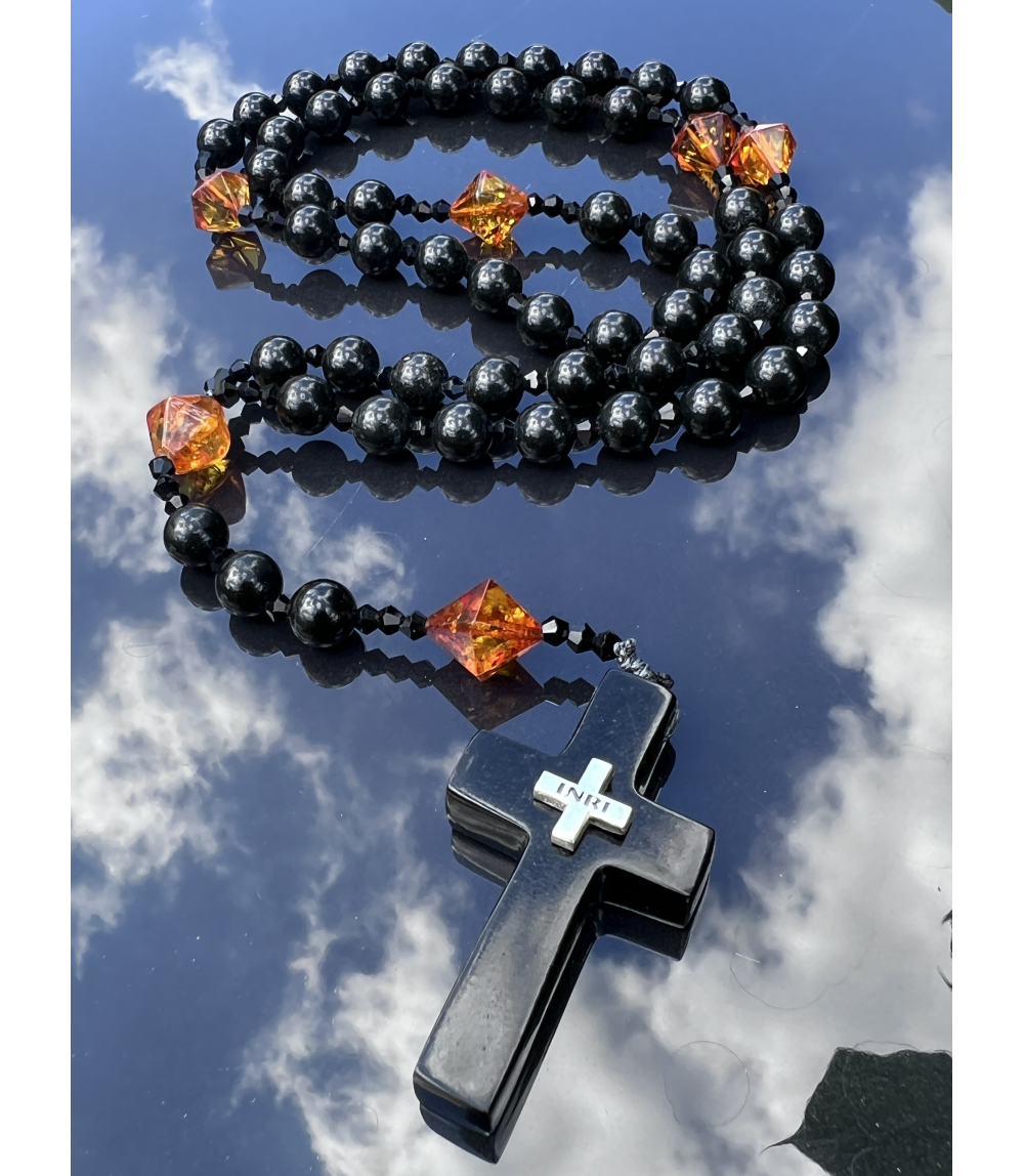 Różaniec black amber