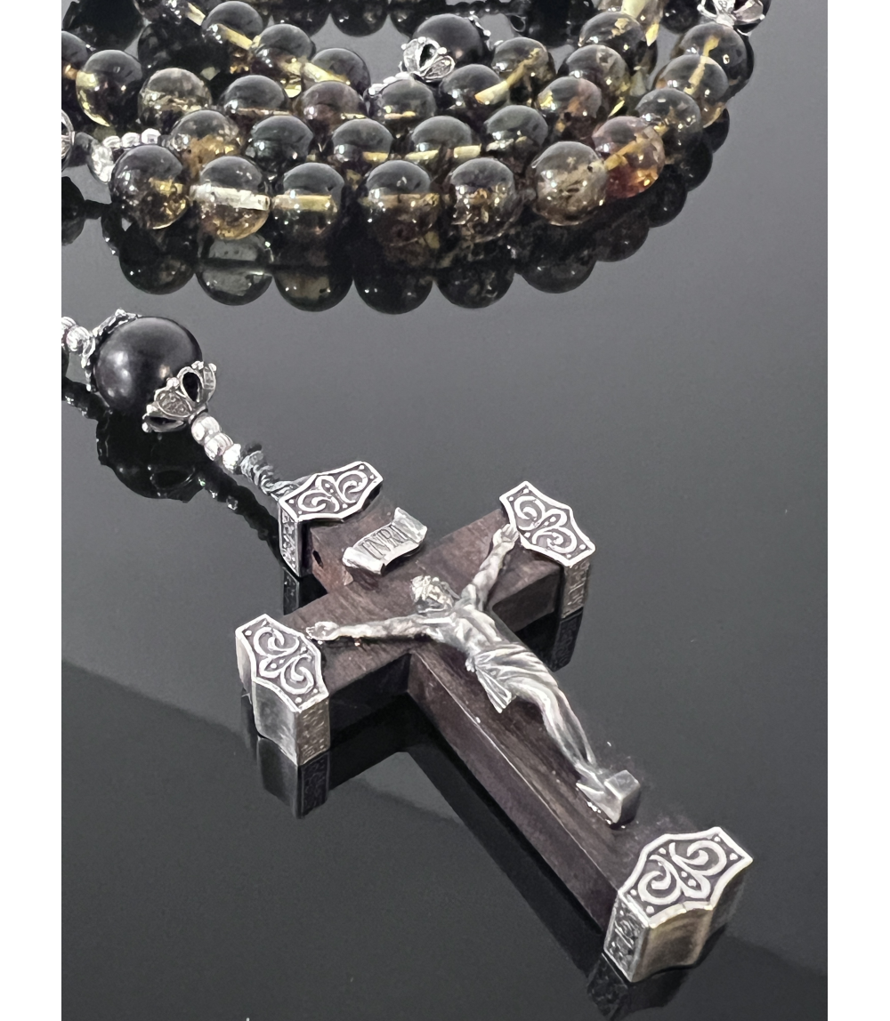 Rosarium „Regnum Crucis” – Różaniec Królewski Katolicki (Bursztyn Bałtycki, Heban, Srebro)